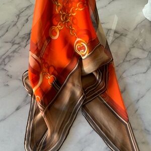 Orange and Brown Chain Print Scarf